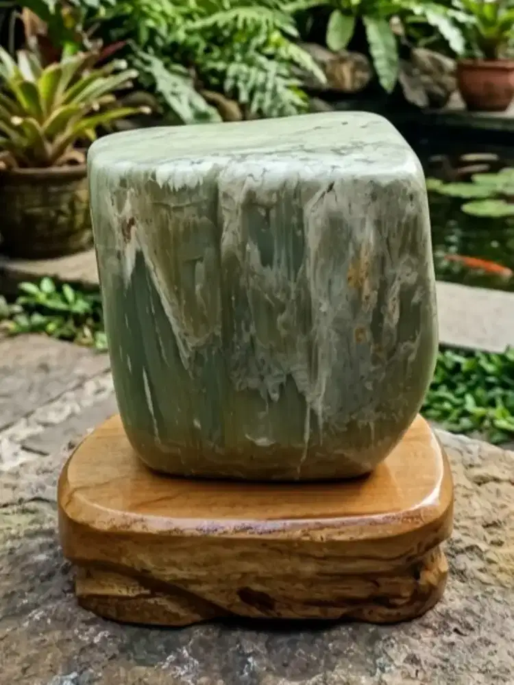 Pajangan F@sil Kayu Hijau Cristal (Giok Pasir Rakit) ±4Kg