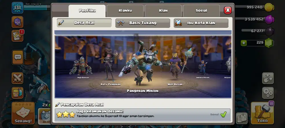 Jual akun CLAS of clan th 13