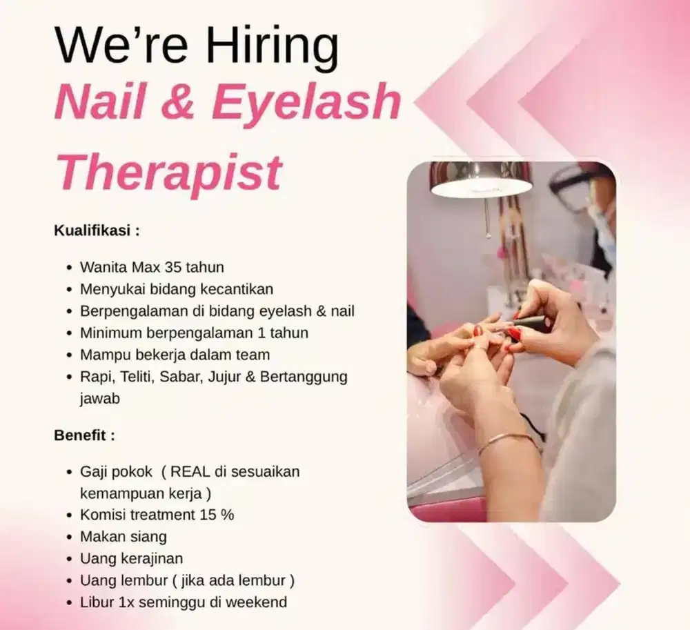Dibutuhkan Therapist Eyelash & Nail