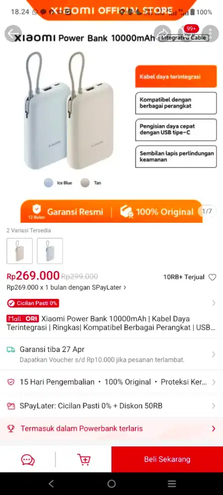 Power Bank Xiaomi 10.000 MaH