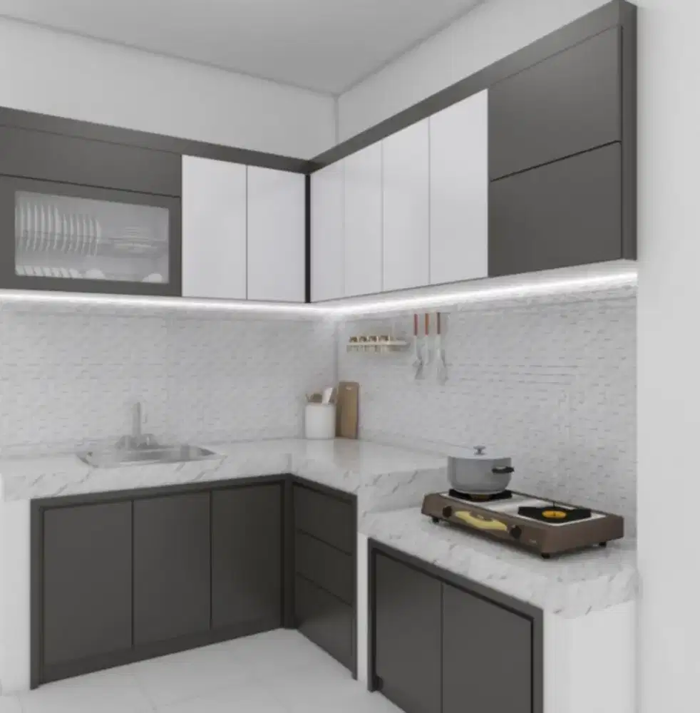 Kitchen set, kamar set, lemari, backdrop tv, isi rumah, isi kantor.
