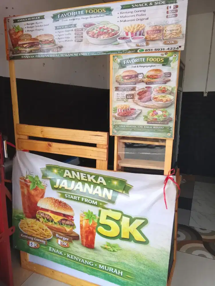 Booth jualan es+ banner dan alat alat boleh beli terpisah