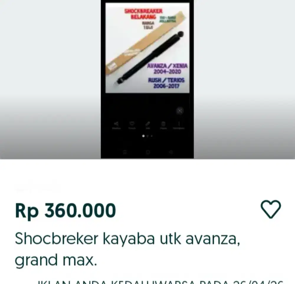 Sepasang shockbreker avanza, Terios, g max