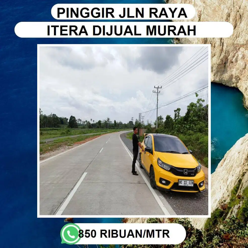 TANAH ITERA PINGGIR JALAN JALUR DUA KORPRI SUKRAME DIJUAL MURAH