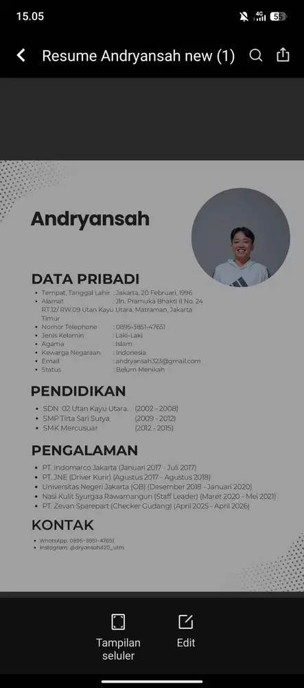 Sedang mencari pekerjaan yang halal apa saja yang menting halal