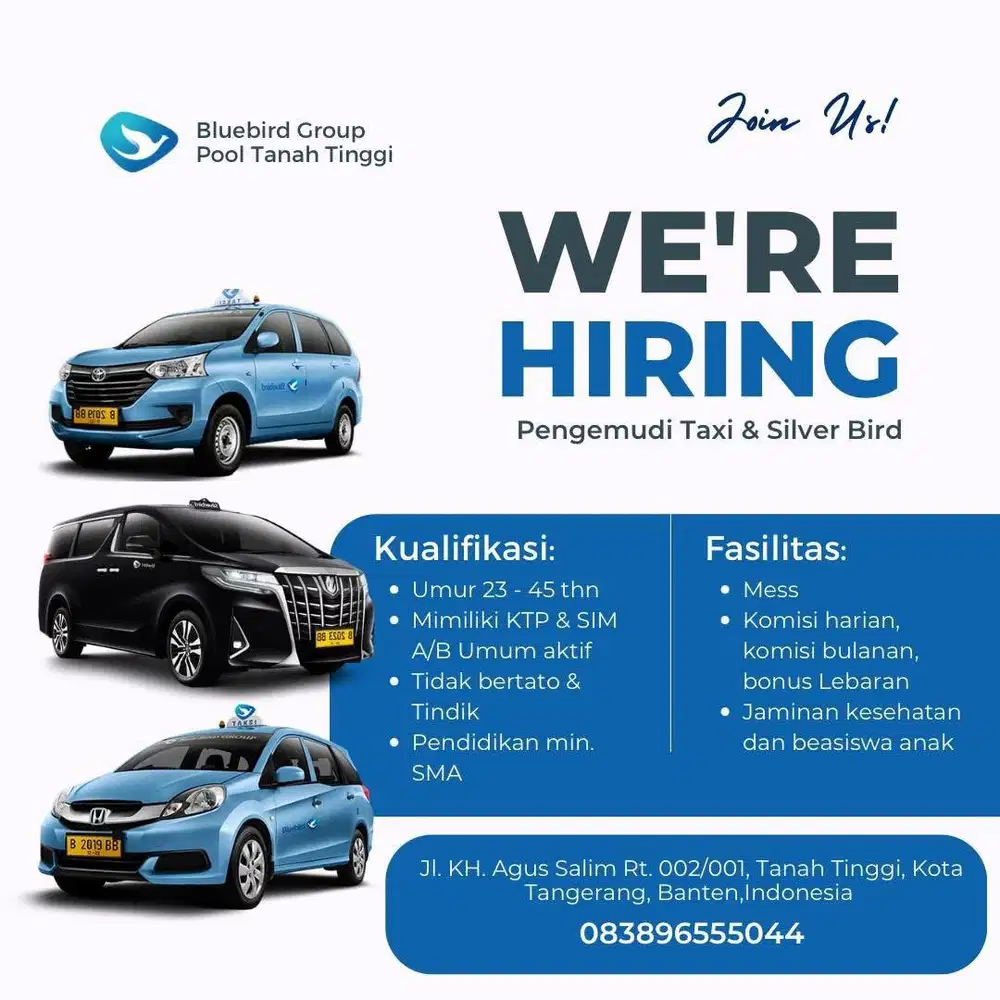 Lowongan Driver Supir Bluebird Tangerang Kota Banten