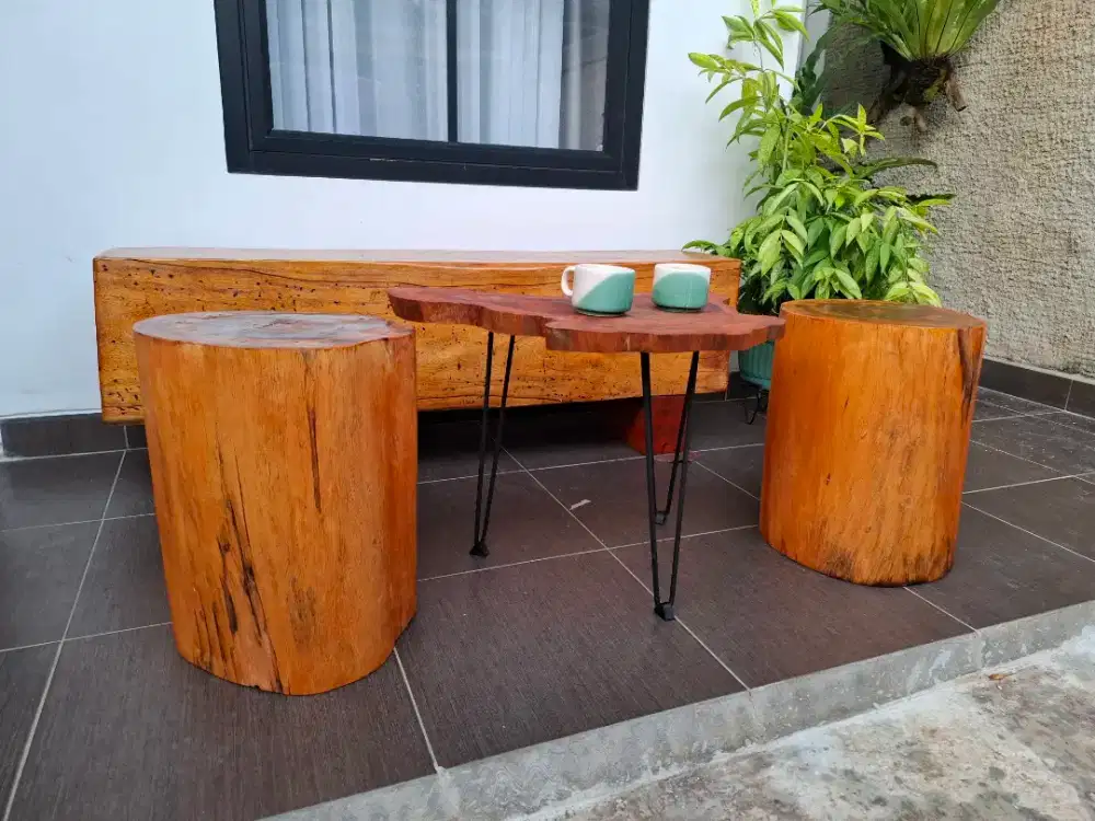 Stoll bangku dan meja kayu meja teras