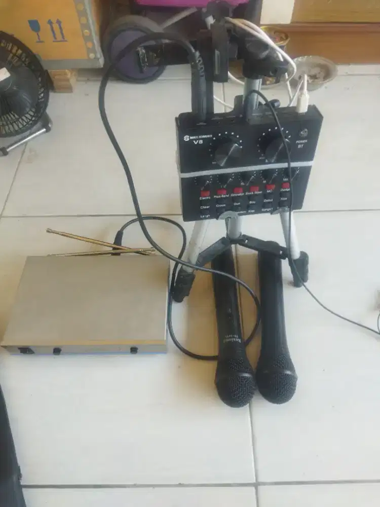 mic wirles roxland ts 3310 + soundcard+ stend kaki tiga