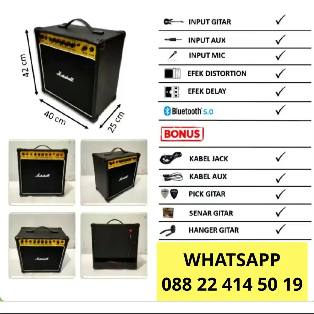 AMPLI GITAR MARSHALL 8 INCHI BARU MULUS