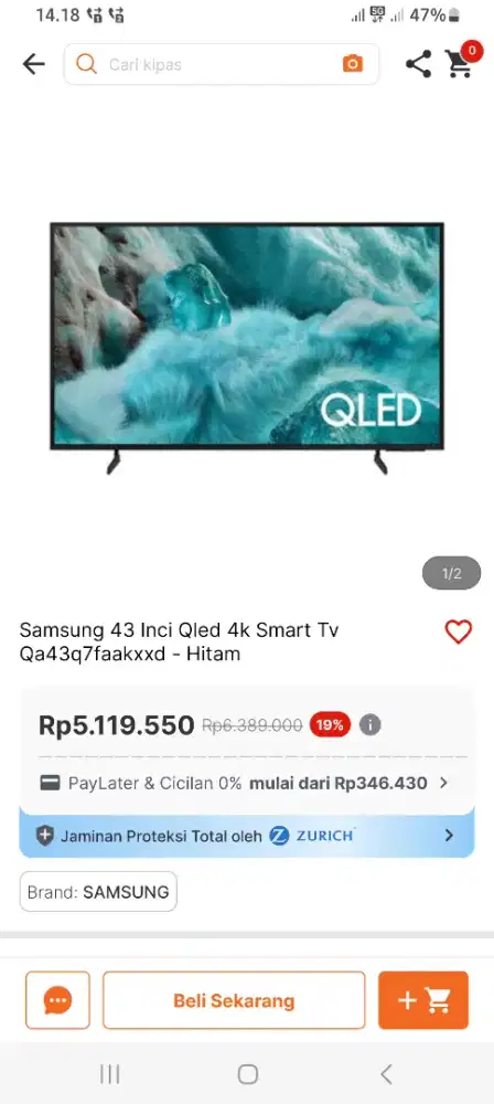 Samsung tv Qled series 7 ready stok