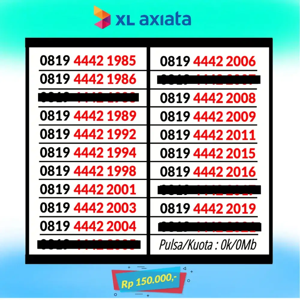 XL Axiata Kartu Perdana XL Tahun Lahir Rapi
