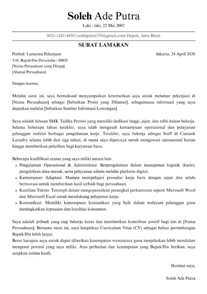 info loker bapak/ibu