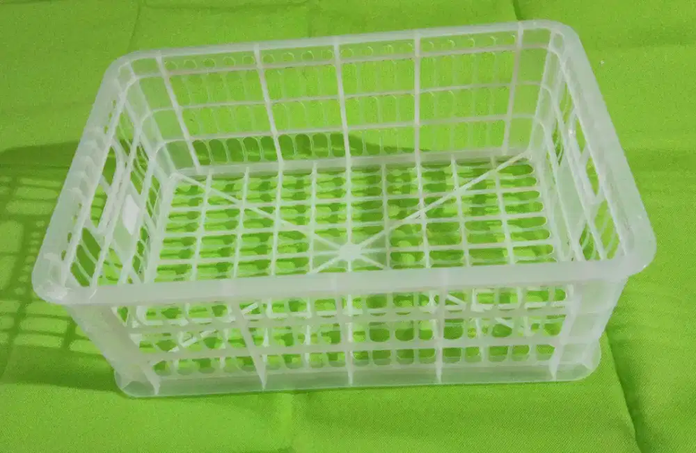 KERANJANG PLASTIK BEKAS BUAH, UKURAN 40 X26X15 CM, WARNA PUTIH,