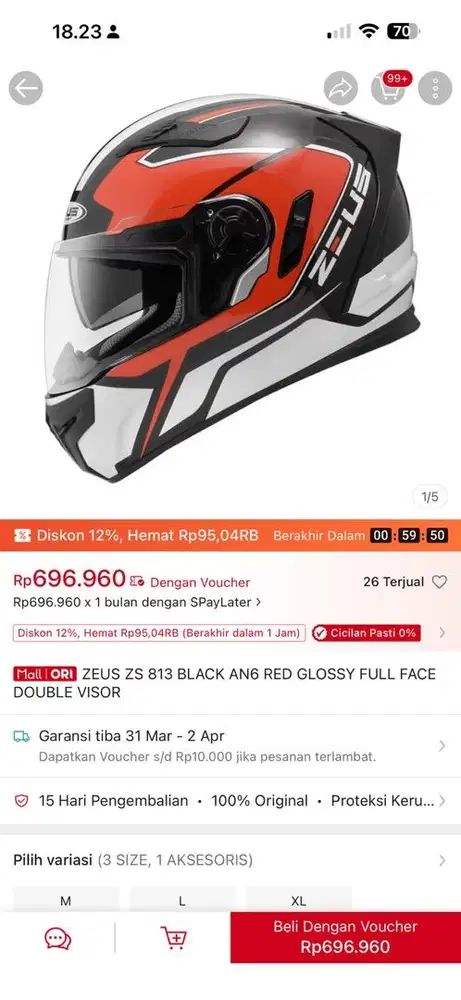 Helm Zeus ZS 813 Double Visor