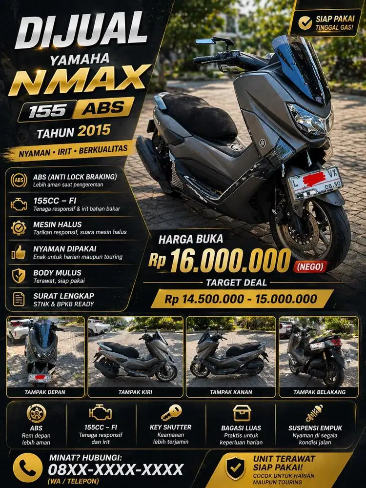Yamaha NMAX 155 ABS 2015 – Mesin Halus, Siap Pakai