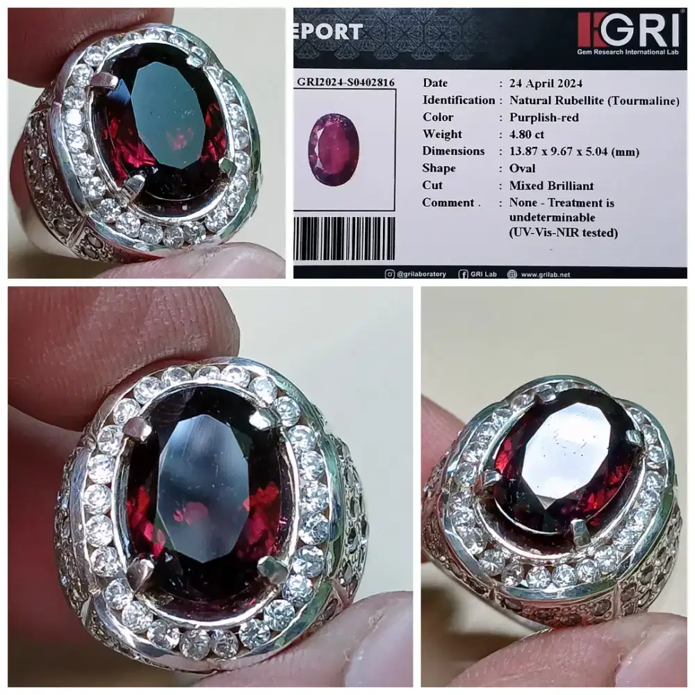 Rubellite Tourmaline 4.80cts GRI Lab Ring Perak