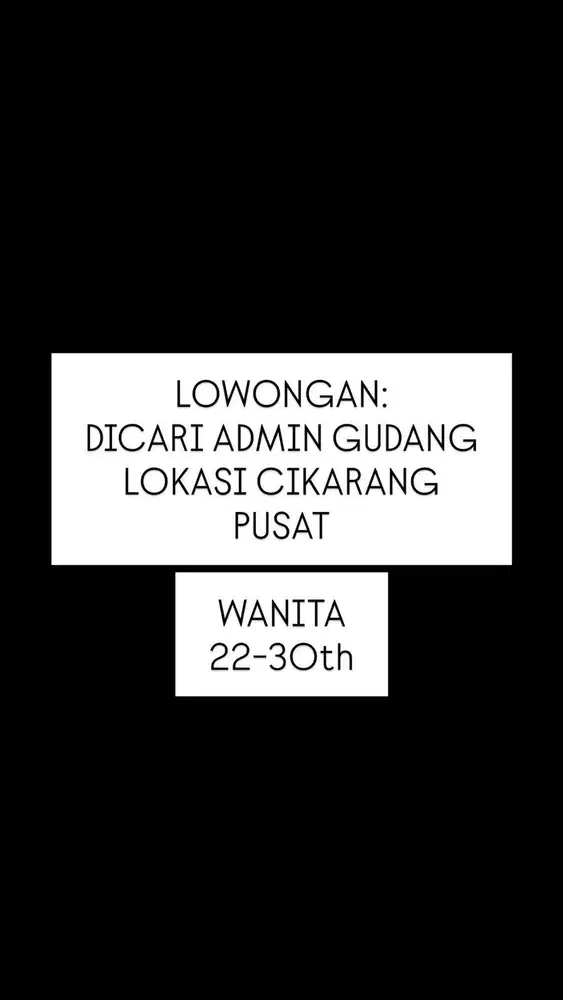 LOWONGAN ADMIN GUDANG