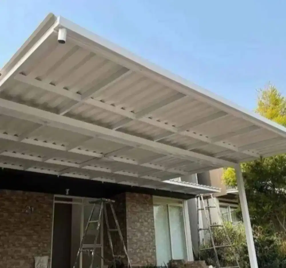 Pasang canopy alderon single dan atap bocor