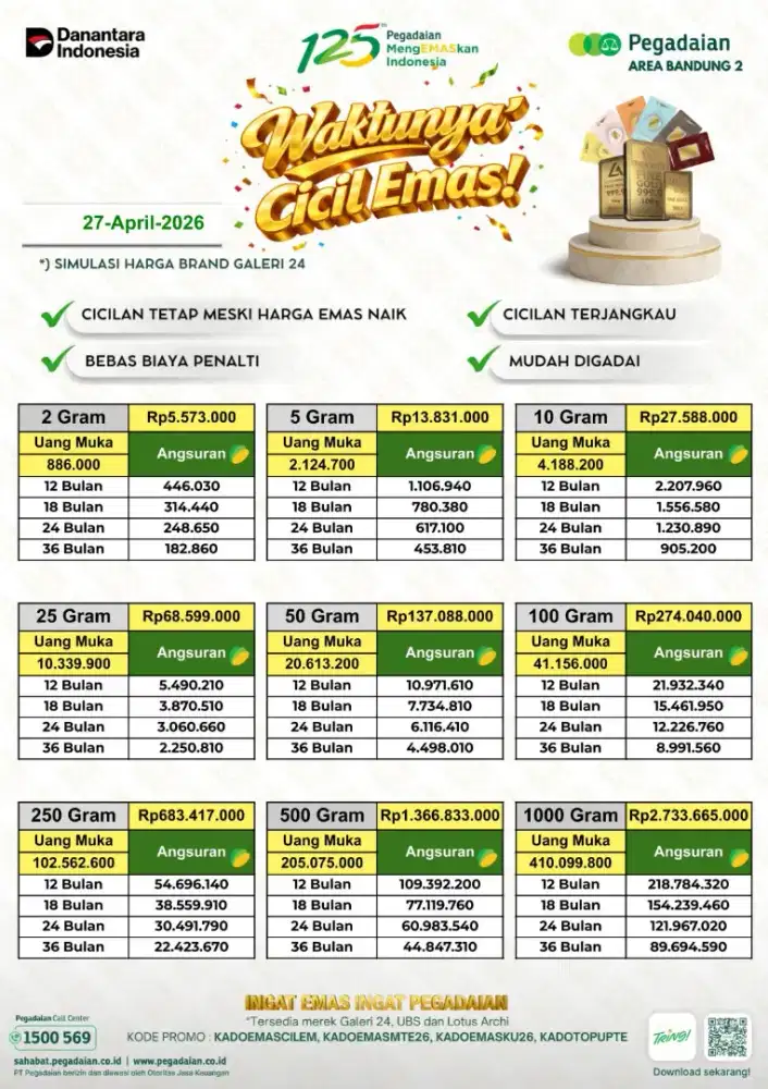 LOGAM MULIA GALERI24 2,5, 10 , 25 ,50 , 100GR