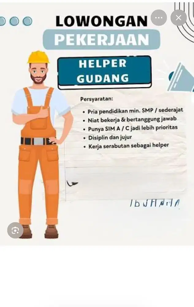 Lowongan helper gudang