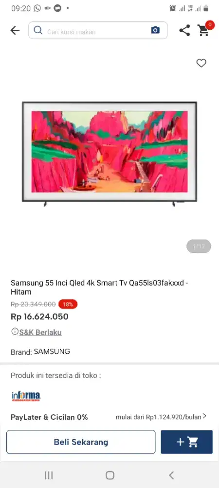 Samsung qled the frame 55inch smart tv