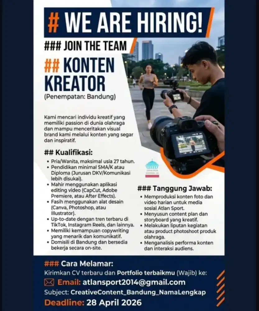 Dibutuhkan segera Konten Kreator