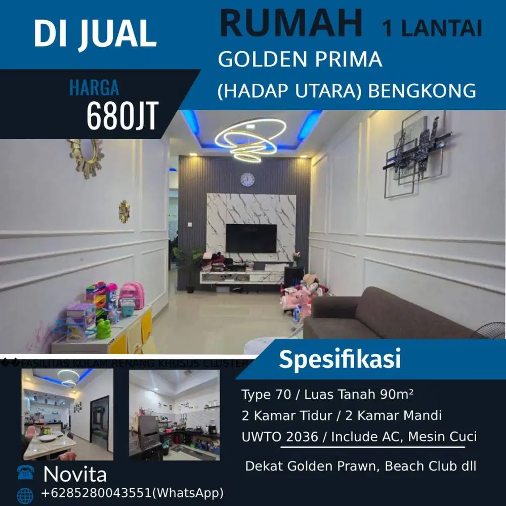 Rumah 1Lantai Siap Huni GOLDEN PRIMA (Hadap Utara) Bengkong.