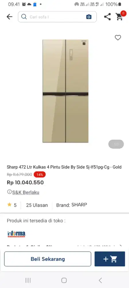 PROMO KREDIT SHARP KULKAS 4 PINTU SBS