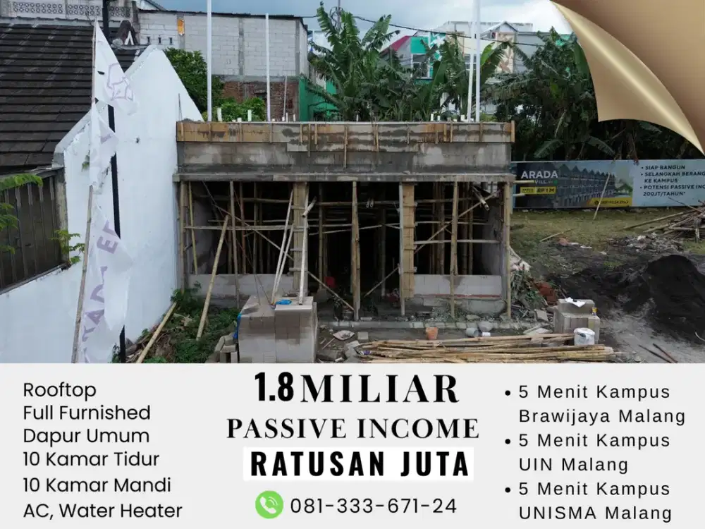 Full Furnished Jual Kost 5 Menit Kampus UNISMA Malang SHM Split