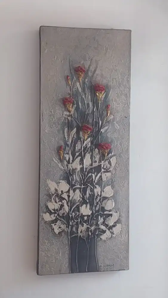 Lukisan timbul bunga mawar 2pasang