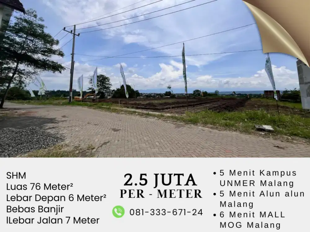 Jual Kavling 5 Menit Mall City Point Malang SHM On Hand