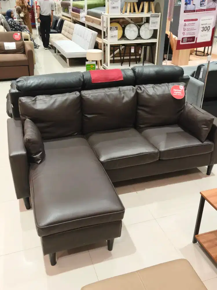 Sofa L 3 Seater Kulit Murah