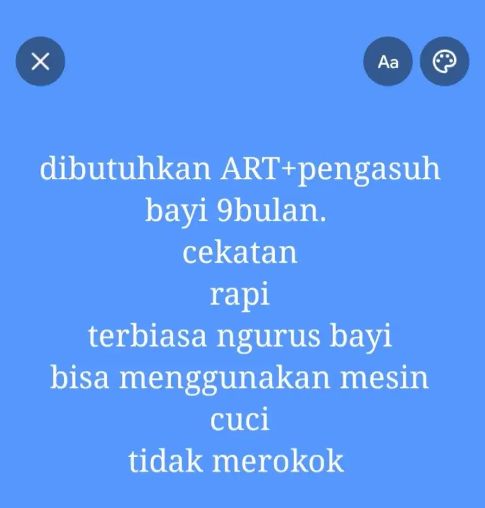 LOWONGAN KERJA ART DAN PENGASUH