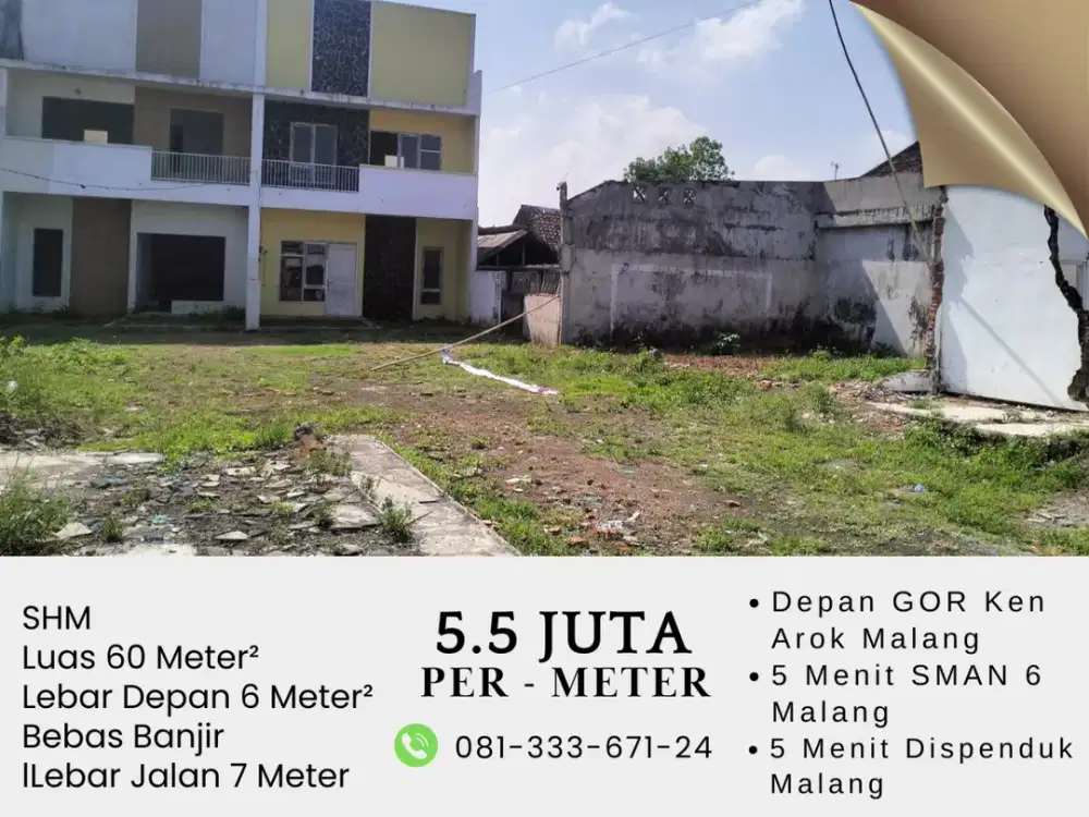 Jual Tanah Kavling 5 Menit Dispenduk Malang SHM Split