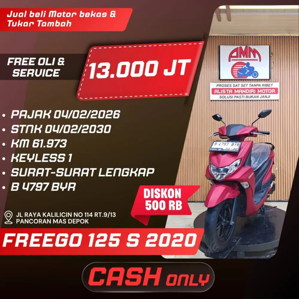 FREEGO 125 S 2020 CASH ONLY KREDIVO SPAYLATER CC 0% TOKOPEDIA ALISTA