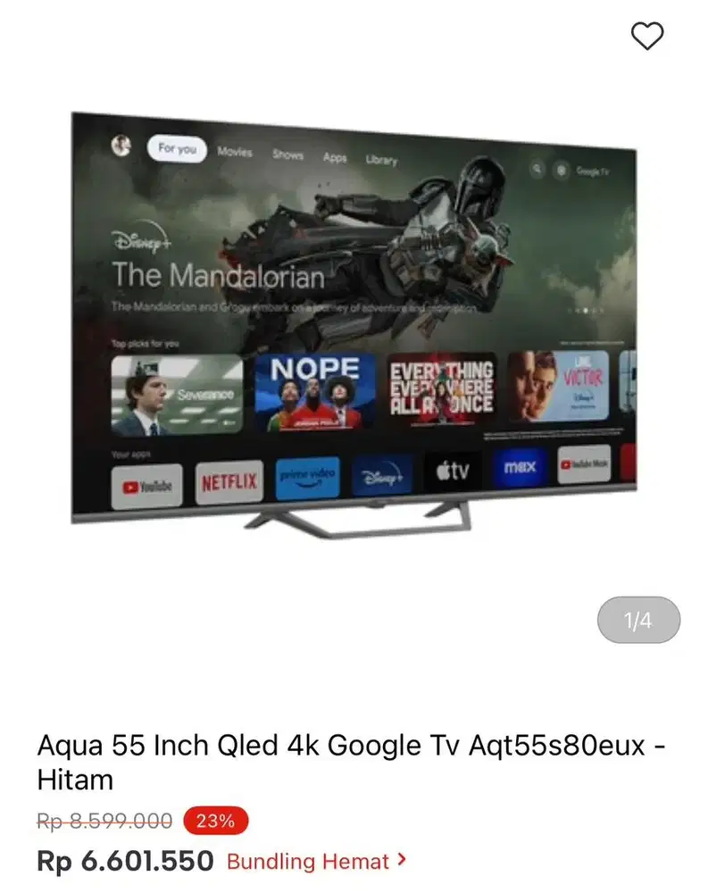 AQUA GOOGLE TV 4K 55inci