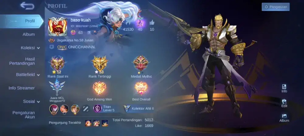 Joki akun mobile legends khusus tank elite- legend