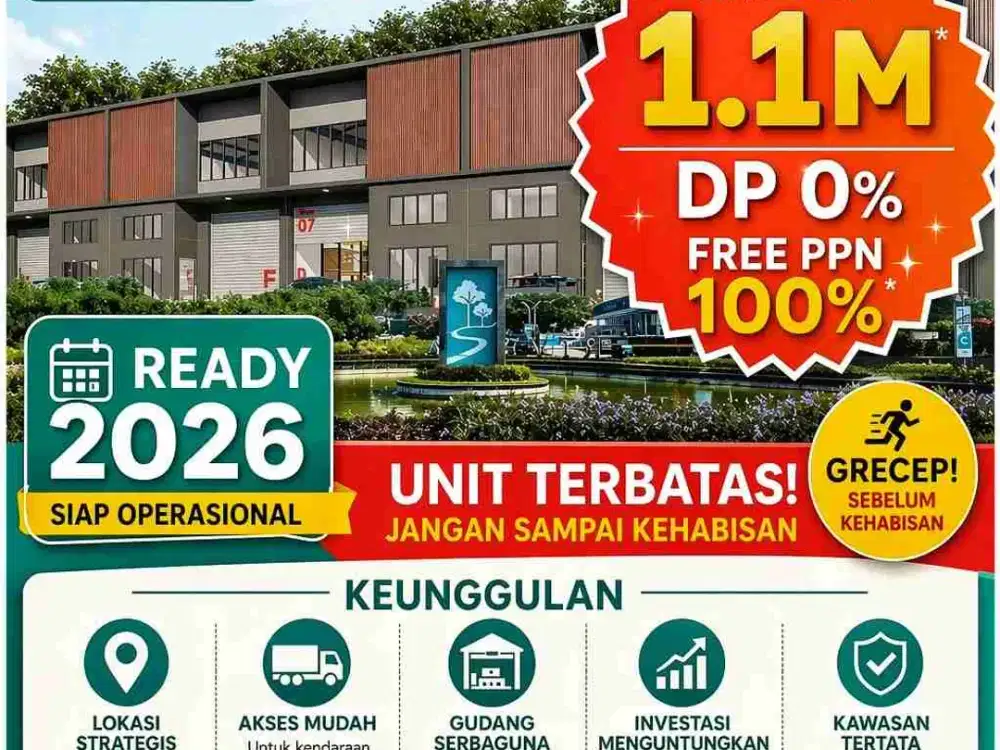 Dijual Gudang multiguna Riverdale Bizhub cikarang