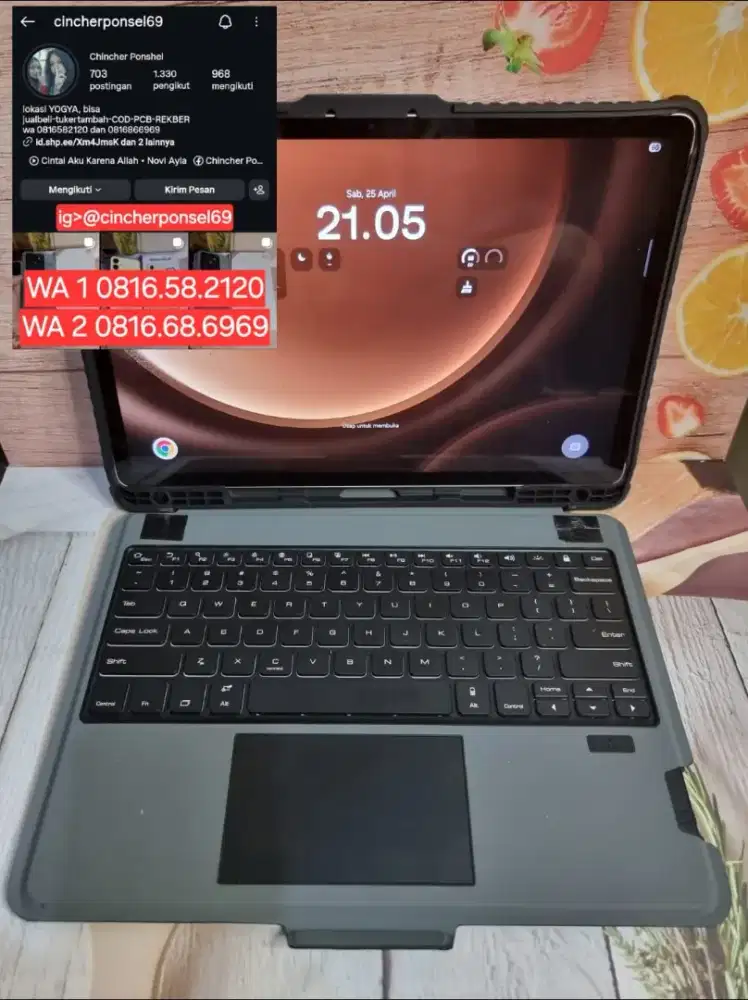 tab siap pakai Samsung Galaxy Tab S9 Fe Plus + Bumper keyboard NILKIN