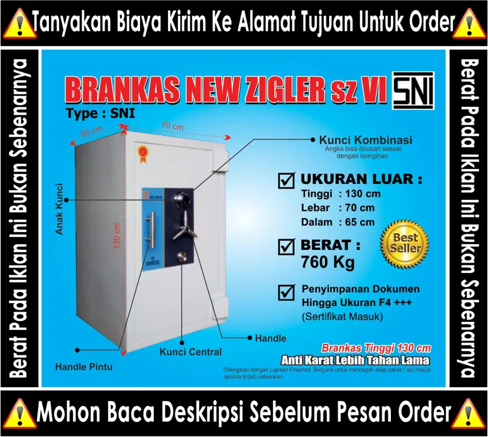 Lemari Brankas besi Kediri ZIGER garansi gadai,koperasi,bpr,toko emas,