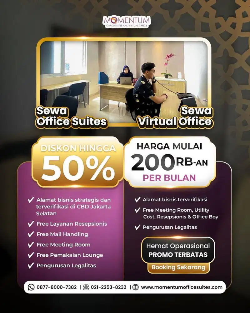PROMO SEWA RUANG KANTOR FULL FURNISHED JAKARTA SELATAN FREE 2 BLN SEWA