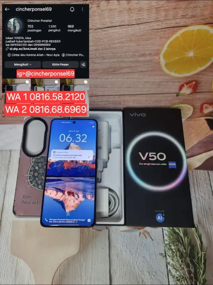 Dijual hp likenew VIVO V50 5g 12/512 istimewa grns resmi aktif