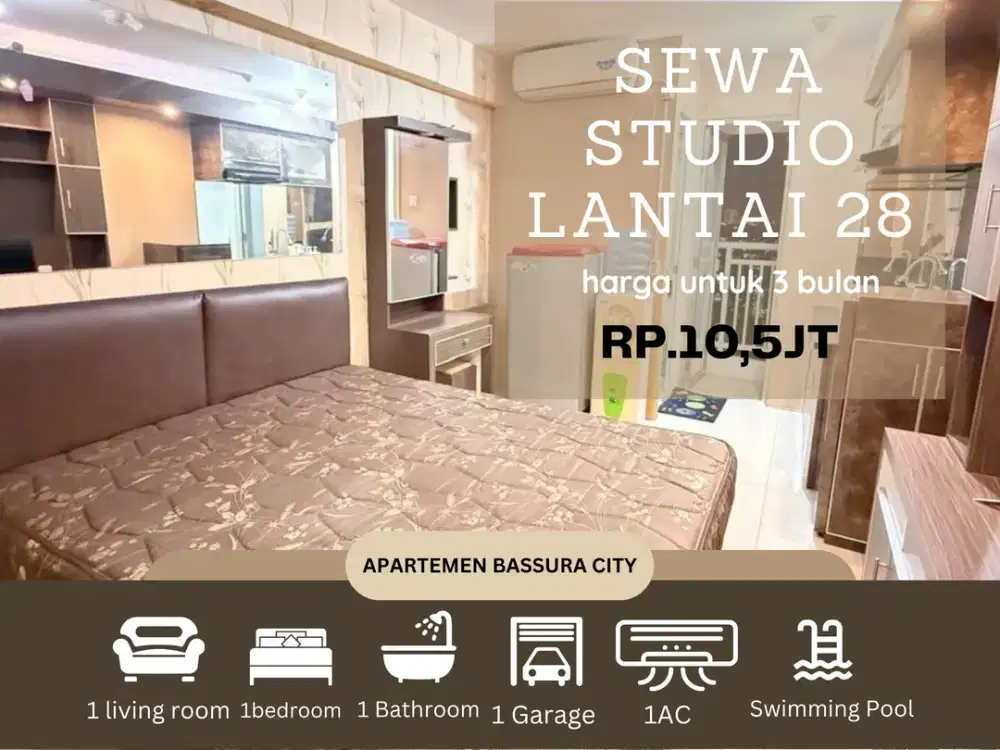 sewa studio dekat mall full furnish apartemen bassura city