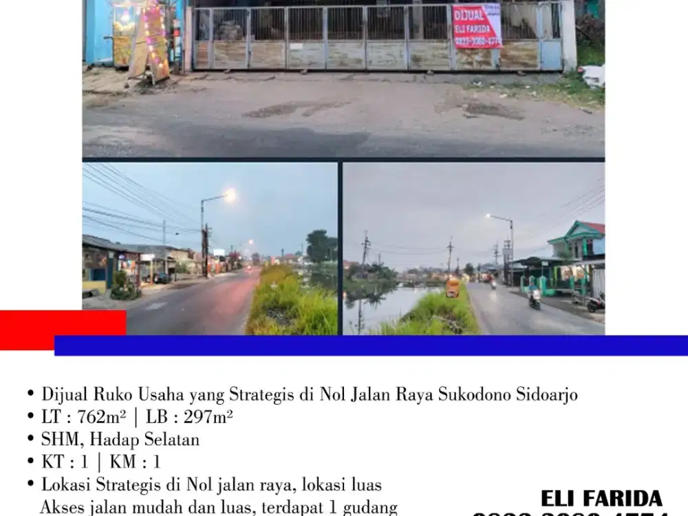 Dijual Ruko Usaha yang Strategis di Nol Jalan Raya Sukodono Sidoarjo