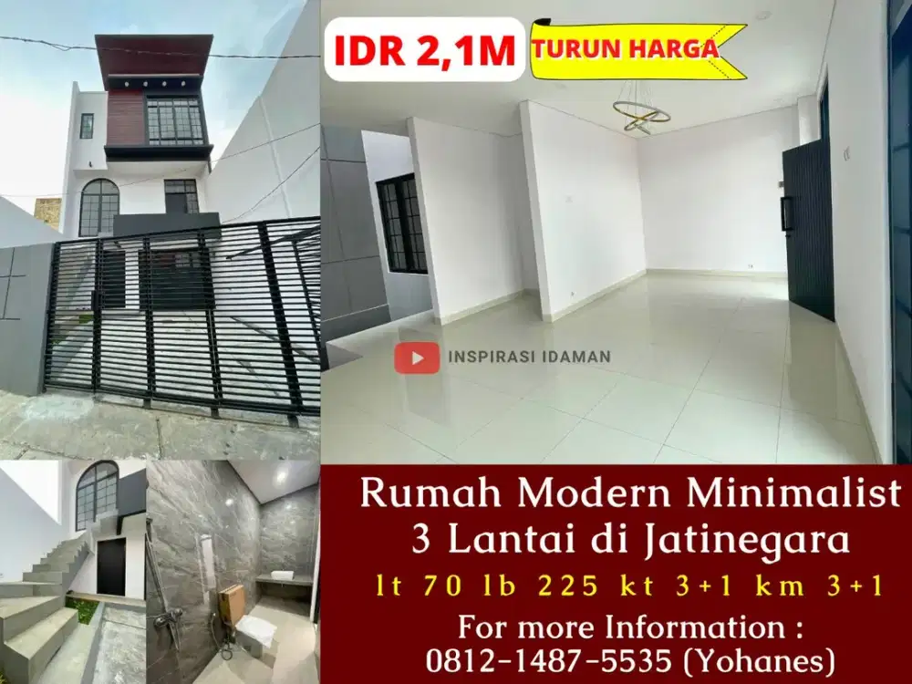 Rumah Modern Minimalist 3 Lantai di Jatinegara