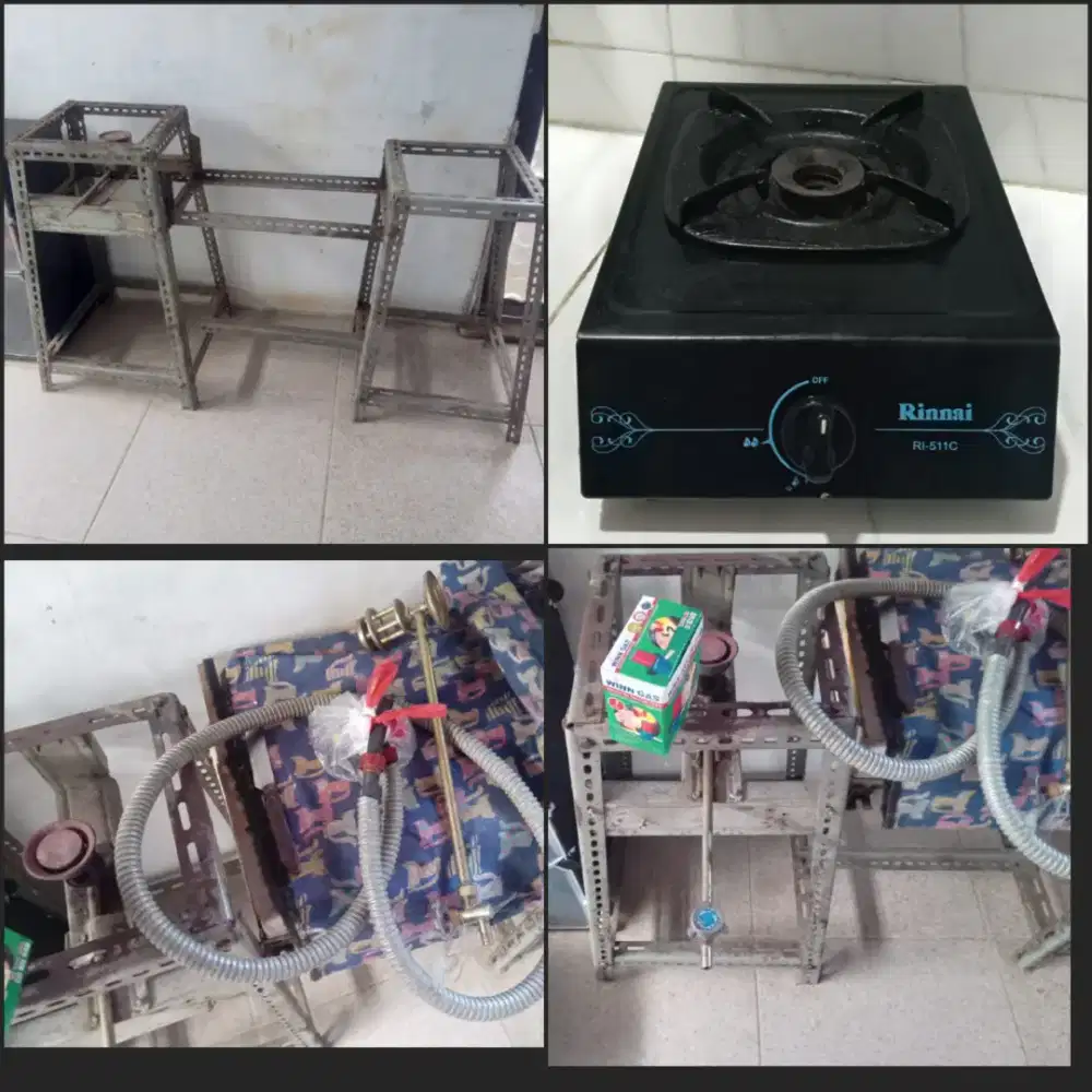 Kompor mawar 2 tungku besi kuat, api besar