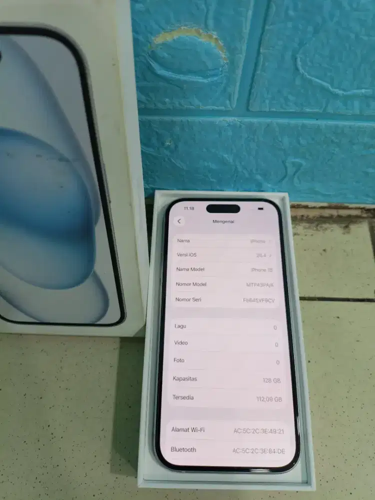 Iphone 15 128gb ibox fullset Hb 88% kondisi fisik mulus 95%