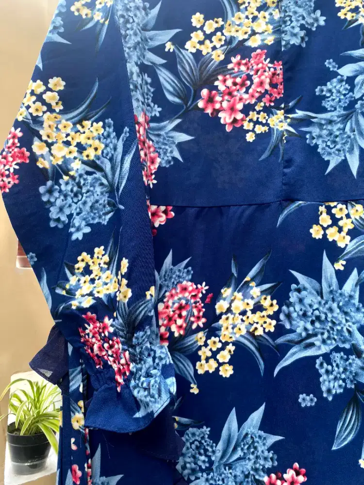 Gamis Flora Navy Blue