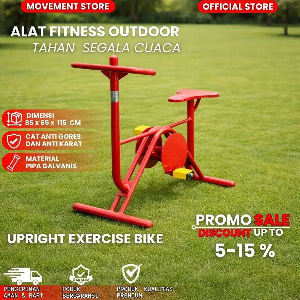 Jual Alat Fitness Gym Taman Premium Upright Exercise Bike Tahan Cuaca