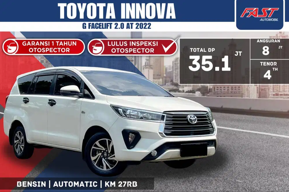 TOYOTA INNOVA G 2022 FACELIFT BENSIN 2.0 AT LOW KM.27RB PAJAK PANJANG